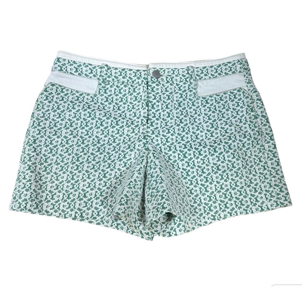 Anthropologie CARTONNIER Rose Point Shorts Lace Overlay Kelly Green Ivory Size 4 - Picture 2 of 6